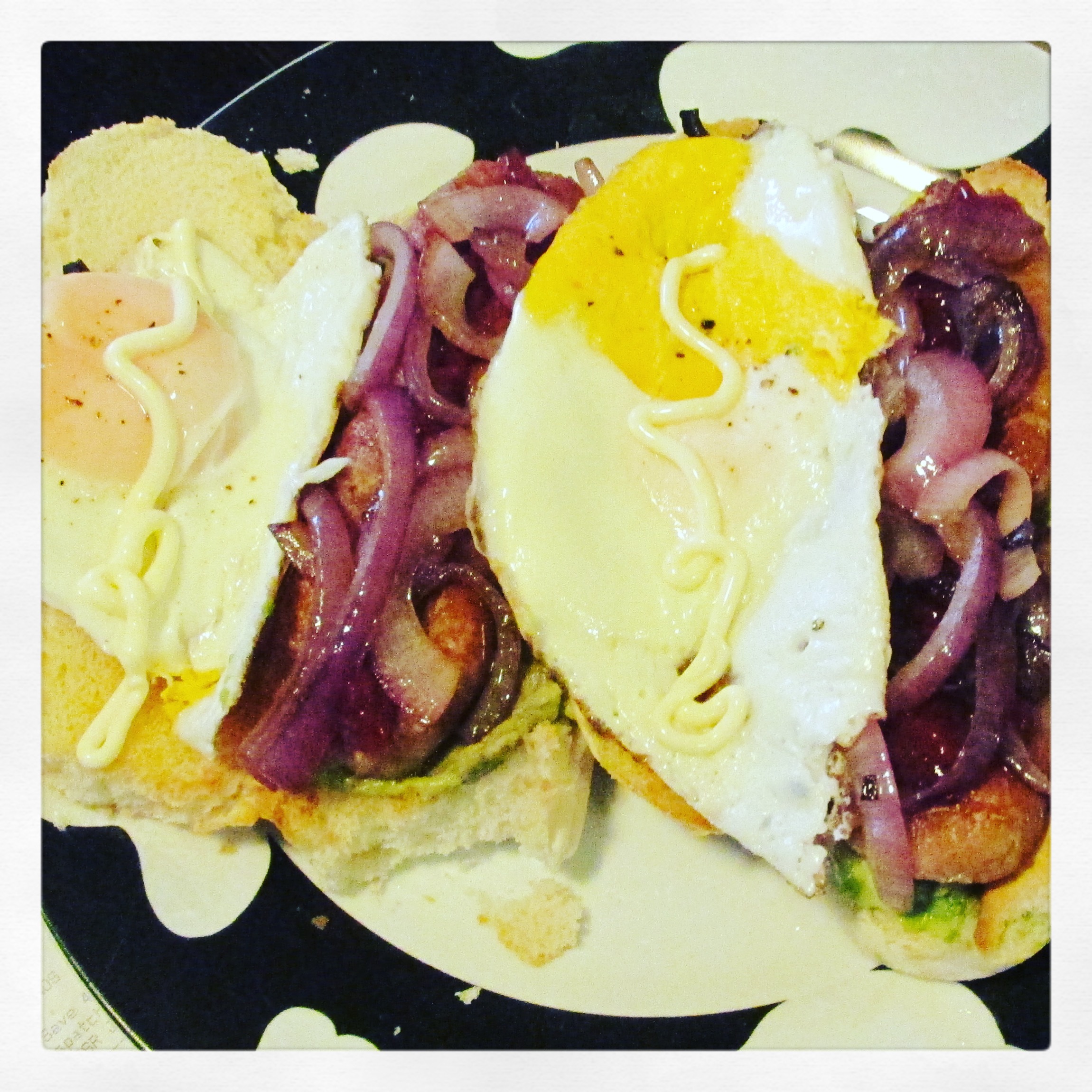 sausage, eggs and onion